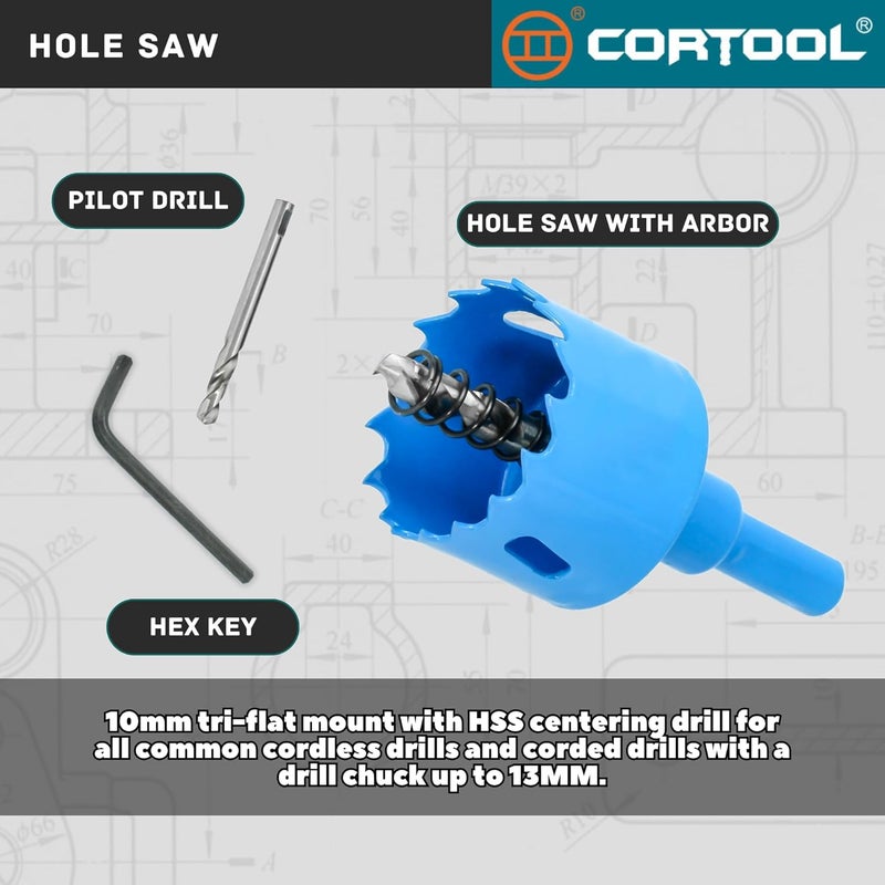 Cortool 1-1/4 Inch Hole Saw with Arbor for Metal and Wood Cutting, Bi-Metal Hole Cutter, 1-1/4" Hole Saw Kit for Drywall, Wood, PVC Boards, Fiberglass and Vent Pipes - Image 3